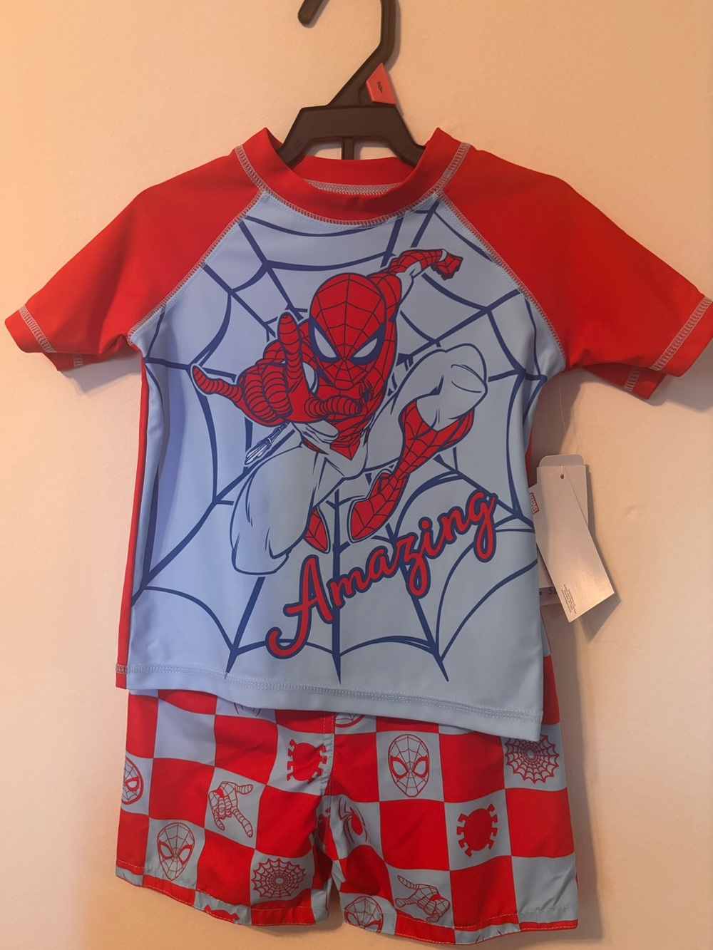 Marvel Kids Red & Light Blue Spider-Man Rashguard Set